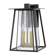 Walker 2 Light 15" High Outdoor Wall Sconce with Clear Glass Shade