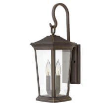 Bromley 2 Light 20" Tall Outdoor Wall Sconce with Clear Glass Shade