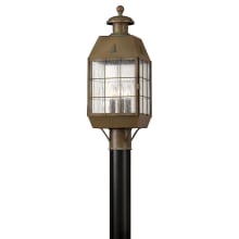 Nantucket 3 Light 20.75" Tall Heritage Post Light with Clear Seedy Glass Panels