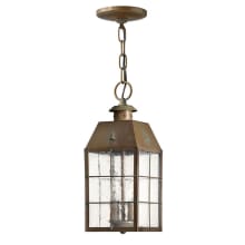 Nantucket 2 Light Outdoor Heritage Pendant with Clear Seedy Glass Panels