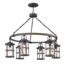 Lakehouse 120v 6 Light 42" Wide Open Air Outdoor Chandelier with Seedy Glass Shades