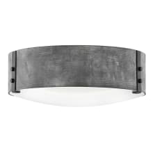 Sawyer 3 Light 15" Wide Outdoor Flush Mount Drum Ceiling Fixture with LED Bulbs Included