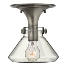 Single Light 8" Width Indoor Semi-Flush Ceiling Fixture with Clear Cone Shaped Shade from the Congress Collection