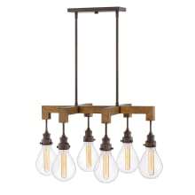 6 Light 30" Wide LED Linear Chandelier from the Denton Collection