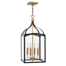 Clarendon 4 Light 12" Wide Full Sized Lantern Pendant with Clear Glass Panels