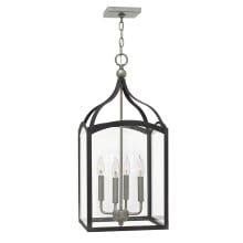Clarendon 4 Light 12" Wide Full Sized Lantern Pendant with Clear Glass Panels