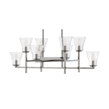 Arden 8 Light 40" Wide Taper Candle Chandelier with Flared, Clear Glass Shades