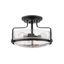 Harper 3 Light 15" Wide Semi-Flush Ceiling Fixture with Clear Seedy Glass Shades