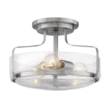 Harper 3 Light 15" Wide Semi-Flush Ceiling Fixture with Clear Seedy Glass Shades