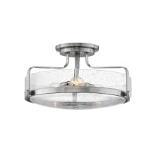 Harper 3 Light 18" Wide Semi-Flush Ceiling Fixture with Clear Seedy Glass Shades