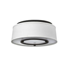 3 Light Flush Mount Ceiling Fixture with White Fabric Shade from the Harrison Collection