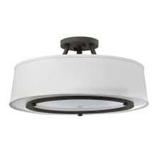 3 Light Semi-Flush Ceiling Fixture with White Fabric Shade from the Harrison Collection