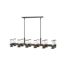 Reeve 12 Light 46" Wide Linear Taper Candle Style Chandelier with Clear Glass Shades