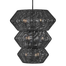 Luca 10 Light 28" Wide Waterfall Chandelier with Woven Shade