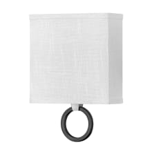 Link 8" Wide Galerie Integrated LED Wall Sconce with Off White Linen Shade and Circular Link