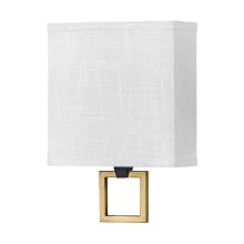 Link 8" Wide Galerie Integrated LED Wall Sconce with Off White Linen Shade and Square Link