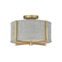 Axis 15" Wide Galerie Semi-Flush Ceiling Fixture with Heathered Grey Linen Shade