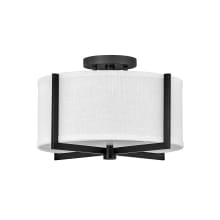 Axis 15" Wide Galerie Semi-Flush Ceiling Fixture with Off White Linen Shade