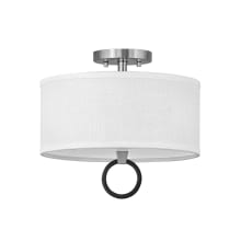 Link 13" Wide Galerie Semi-Flush Ceiling Fixture with Off White Linen Shade and Circular Link