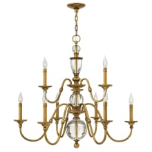 9 Light 2 Tier Candle Style Chandelier from the Eleanor Collection