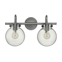 Congress 2 Light 19" Wide Bathroom Vanity Light with Clear Globe Shades