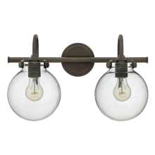 Congress 2 Light 19" Wide Bathroom Vanity Light with Clear Globe Shades