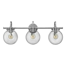 3 Light 29.5" Width Bathroom Vanity Light with Clear Globe Shade from the Congress Collection
