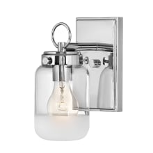 Penley 9" Tall Bathroom Sconce with Partly Etched Glass Shade
