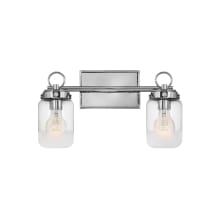 Penley 2 Light 16" Wide Bathroom Vanity Light with Partly Etched Glass Shades