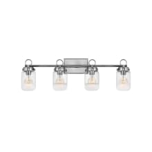 Penley 4 Light 30" Wide Bathroom Vanity Light with Partly Etched Glass Shades