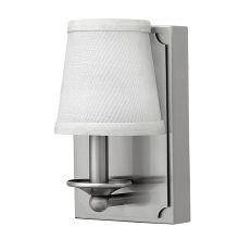 1 Light ADA Compliant LED Bathroom Bath Sconce with a White Tapered Fabric Shade from the Avenue Collection