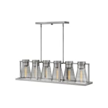 6 Light 43-3/4" Wide Linear Chandelier with Smoked Glass Shades from the Refinery Collection