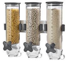 13 Oz Capacity Cylindrical Wall Mount Triple Food Dispenser