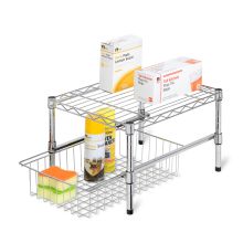 12-5/8 Inch High Steel Shelving Unit with Adjustable Shelf and Basket Cabinet