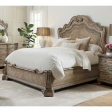 Castella 90" Wide California King French Antique Panel Bed with Carved Scroll Headboard