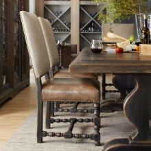 Comfort Set of (2) 23" Wide American Country Aniline Top Grain Leather Upholstered Dining Chairs from the Hill Country Collection