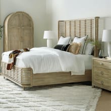 Surfrider 81" Wide Standard King Tropical Coastal Luxury Cane and Jute Panel Bed Frame
