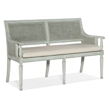 Charleston 54" Wide Wood Framed Fabric Bench with Cane Backing