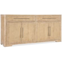 Retreat 80" Wide Travertine Top Maple and Oak Buffet with Self Closing Drawers