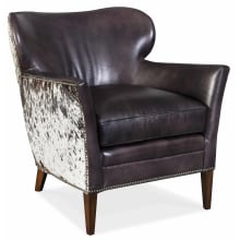 29-1/2" Wide Wood Framed Leather Wingback Chair from the Kato Collection with Hair-on-Hide Back