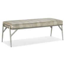 Pearly 54" Wide Leather Bench with Metal Frame