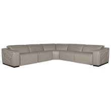 Opal 128" Wide Leather 5 Piece Sectional Sofa with 2 Power Recliners