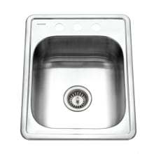 Glowtone 17" Drop In Single Basin Stainless Steel Bar Sink with Basket Strainer