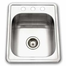 Club 17" Single Basin Drop-In 22-Gauge Stainless Steel Bar Sink with Sound Dampening Technology