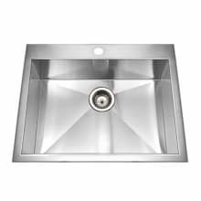 Bellus 25" Single Basin Drop In 18-Gauge Stainless Steel Kitchen Sink with Sound Dampening Technology - Basket Strainer and Basin Rack Included