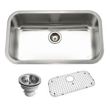 Belleo 32" Drop In Single Basin Stainless Steel Kitchen Sink with Basin Rack and Basket Strainer