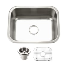 Belleo 23-3/16" Drop In Single Basin Stainless Steel Kitchen Sink with Basin Rack and Basket Strainer