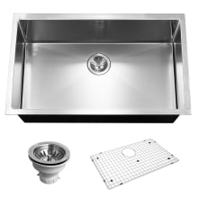 Savior 32" Undermount Single Basin Stainless Steel Kitchen Sink with Basin Rack and Basket Strainer