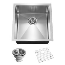 Savoir 17" Single Basin 18 Gauge Bar/Prep Sink for Undermount Installations - Basket Strainer and Basin Rack Included