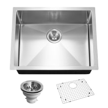 Savior 23" Undermount Single Basin Stainless Steel Kitchen Sink with Basin Rack and Basket Strainer